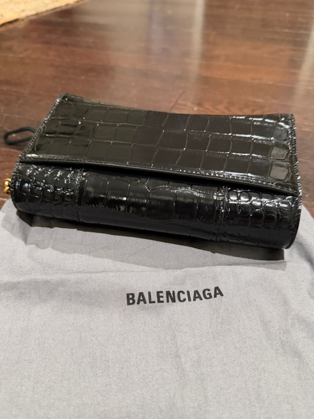 Balenciaga: Black Croc Hourglass Bag (Like New) - Picture 8 of 15